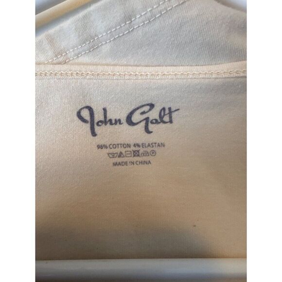 John Galt Womens Square Neck Beige T-Shirt 96% Cotton 4% Elastane Size S - Picture 3 of 5